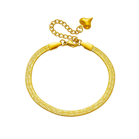 Fashion Simple Niche Design Snake Bone Chain Plain Ring Jewelry Bracelet Titanium Steel Electroplated Unisex