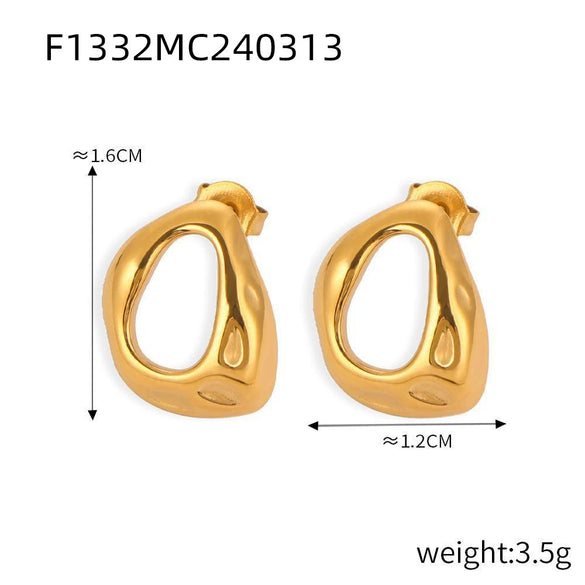 Fashion Simple Niche Design 316L Stainless Steel Gold Plated Irregular Geometric Earrings Jewelry For Women