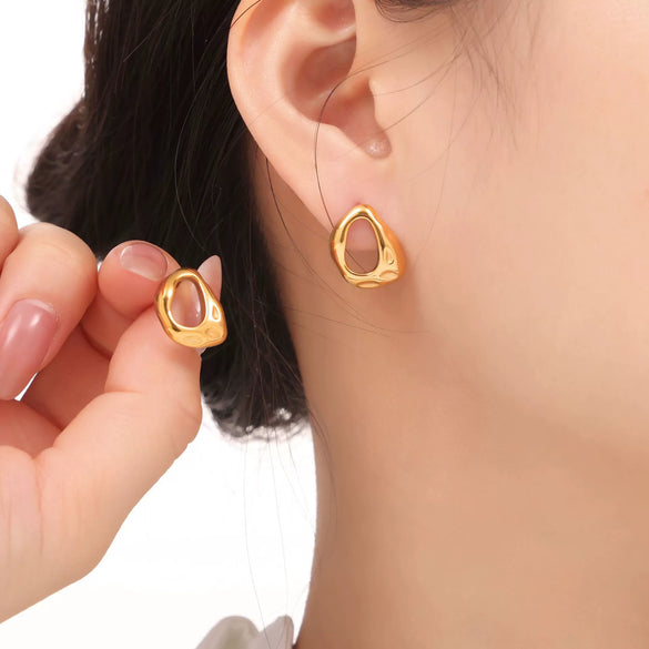Fashion Simple Niche Design 316L Stainless Steel Gold Plated Irregular Geometric Earrings Jewelry For Women