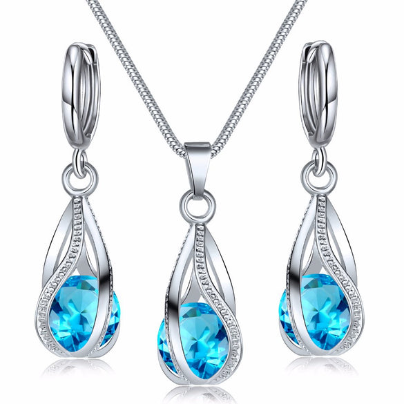 Fashion Jewelry Set For Women And Unisex Made Of Copper With Electroplating Treatment Featuring Ball Chain Hollow Water Drop And Love Bell Shape Mixed Gem Inlay