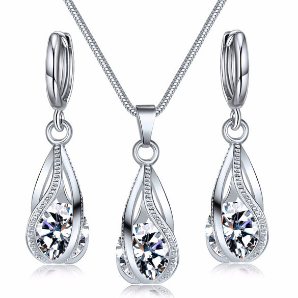 Fashion Jewelry Set For Women And Unisex Made Of Copper With Electroplating Treatment Featuring Ball Chain Hollow Water Drop And Love Bell Shape Mixed Gem Inlay