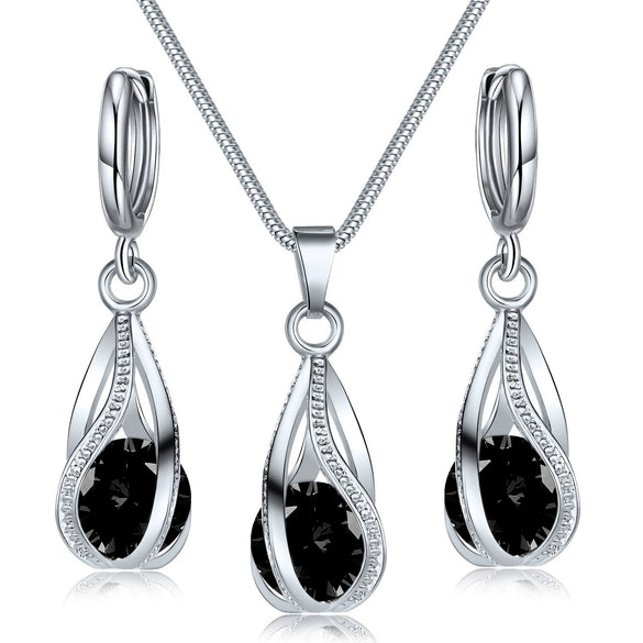 Fashion Jewelry Set For Women And Unisex Made Of Copper With Electroplating Treatment Featuring Ball Chain Hollow Water Drop And Love Bell Shape Mixed Gem Inlay