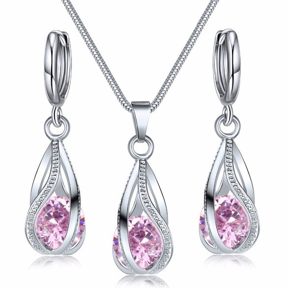 Fashion Jewelry Set For Women And Unisex Made Of Copper With Electroplating Treatment Featuring Ball Chain Hollow Water Drop And Love Bell Shape Mixed Gem Inlay