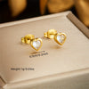 Fashion Simple Niche Stainless Steel Gold Plated Diamondencrusted Love Accessories Pendant Necklace And Earrings