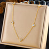 Fashion Simple Niche Stainless Steel Gold Plated Diamondencrusted Love Accessories Pendant Necklace And Earrings