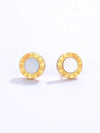 Fashion Simple Ornament Electroplated 18 Golden Round Roman Digital Stainless Steel Stud Earrings