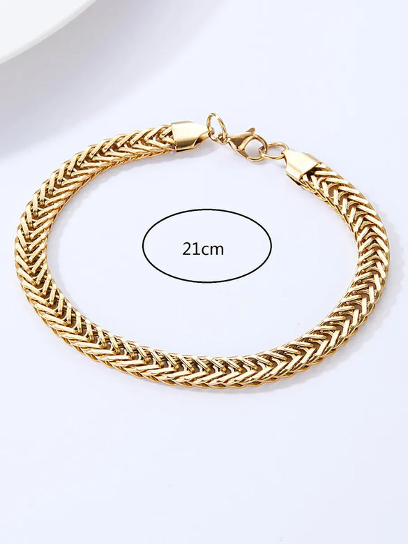 Fashion Simple Ornament Stainless Steel 18k Gold Bone Chain Bracelet