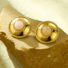 Fashion Simple Palace Style Stainless Steel 18K Electroplated Geometric Circle Inlaid With Natural Stone Women's Earrings