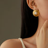 Fashion Simple Palace Style Stainless Steel 18K Electroplated Geometric Circle Inlaid With Natural Stone Women's Earrings