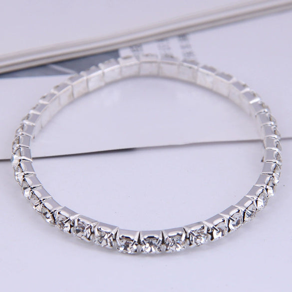 Fashion Simple Single Row Diamond Alloy Female Bracelet