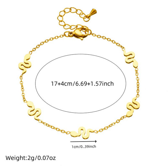 Fashion Simple Smooth Gold Plated Stainless Steel Snake Constellation Zodiac Accessories Pendant Chain Necklace Earring Bracelet For Women