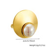 Fashion Simple Smooth Round Pearl Stainless Steel Goldplated Opening Ring Earrings And Necklaces Set
