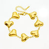 Fashion Simple Smooth Stainless Steel Love Connection Accessories Chain Necklace Bracelet Suit With Love Water Drops Bells Pattern Electroplated