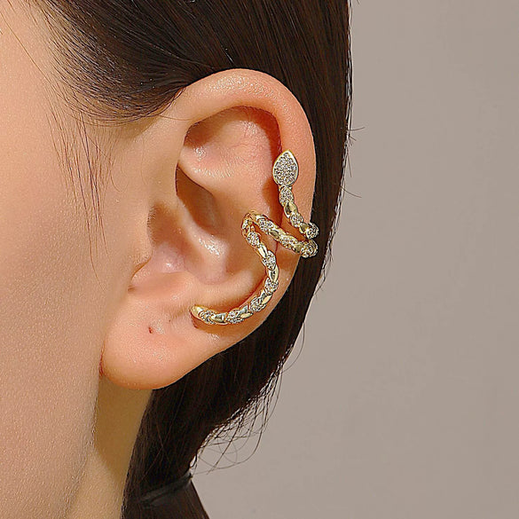 Fashion Simple Snake Leaf Alloy Fivepiece Set Ear Clip No Ear Holes Earrings Electroplated For Women With Animal Zodiac Geometry Style