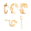 Fashion Simple Snake Leaf Alloy Fivepiece Set Ear Clip No Ear Holes Earrings Electroplated For Women With Animal Zodiac Geometry Style