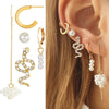 Fashion Simple Snake Leaf Alloy Fivepiece Set Ear Clip No Ear Holes Earrings Electroplated For Women With Animal Zodiac Geometry Style