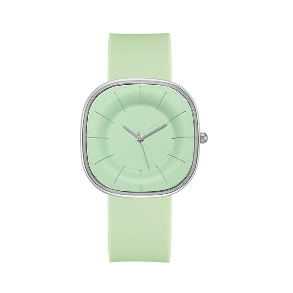 Fashion Simple Square Cartoon Casual Quartz Watch For Women Alloy Case Silicone Strap