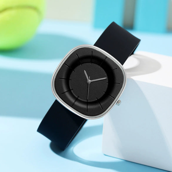 Fashion Simple Square Cartoon Casual Quartz Watch For Women Alloy Case Silicone Strap