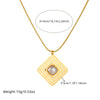 Fashion Simple Square Geometric Hollow Inlaid Pearl Pendant Accessories Ring Earrings Necklace Stainless Steel Electroplated