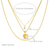 Fashion Simple Stacked Wear Multilayer Stainless Steel Goldplated Women's Snake Bone Chain Necklace With Love Pendant