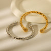 Fashion Simple Stainless Steel Gold Plated Hammer Open Bracelet For Women With Retro Design And Geometric Style