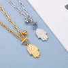 Fashion Simple Stainless Steel Palm Shaped Ornament Bracelet Necklace Two-piece Set