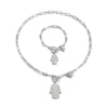 Fashion Simple Stainless Steel Palm Shaped Ornament Bracelet Necklace Two-piece Set