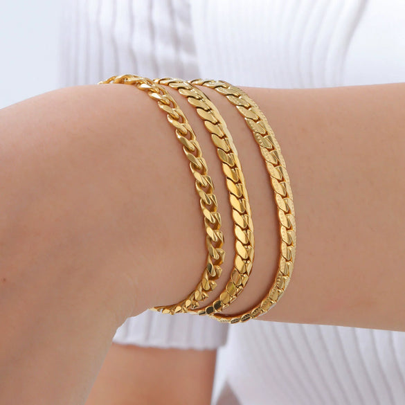 Fashion Simple Stainless Steel Women's Golden Electroplated Bracelet