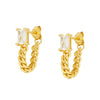 Fashion Simple Style Square Zircon Chain Copper Earrings