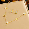 Fashion Simple Temperament Hollow Gourd Stainless Steel Gold Plated Women's Accessories Bracelet Earring Necklace