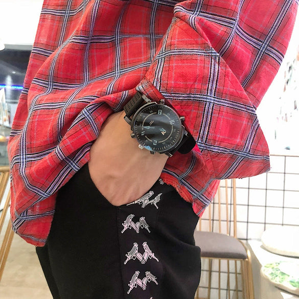 Fashion Simple Trendy Sports Watch Alloy Case Silicone Strap Round Dial