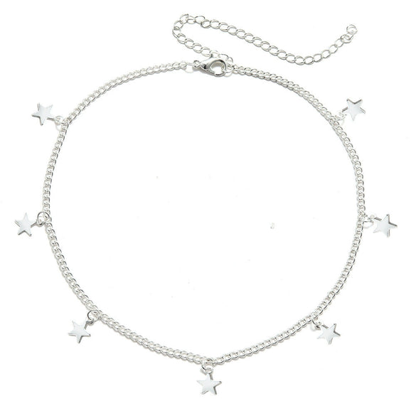 Fashion Simple Versatile Alloy Fivepointed Star Pendant Necklace With Ball Chain Electroplated Accessories