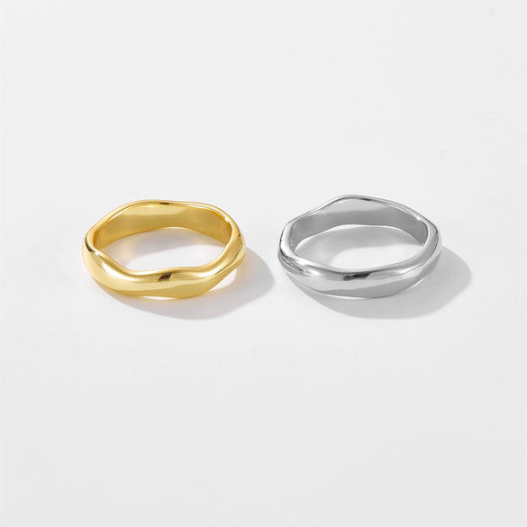 Fashion Simple Versatile Ring Copper Geometric Design Electroplated Jewelry
