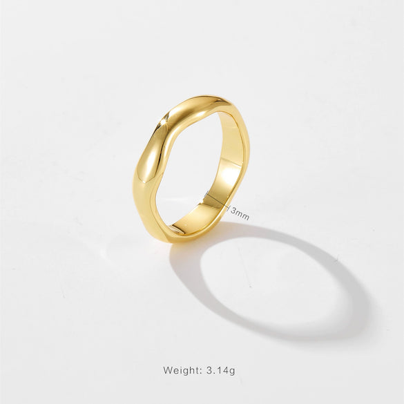 Fashion Simple Versatile Ring Copper Geometric Design Electroplated Jewelry