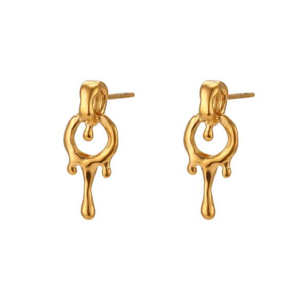 Fashion Simple Women's Jewelry Stainless Steel And Titanium Steel Geometric Earrings And Pendant Necklace With Electroplating