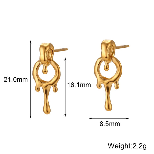 Fashion Simple Women's Jewelry Stainless Steel And Titanium Steel Geometric Earrings And Pendant Necklace With Electroplating