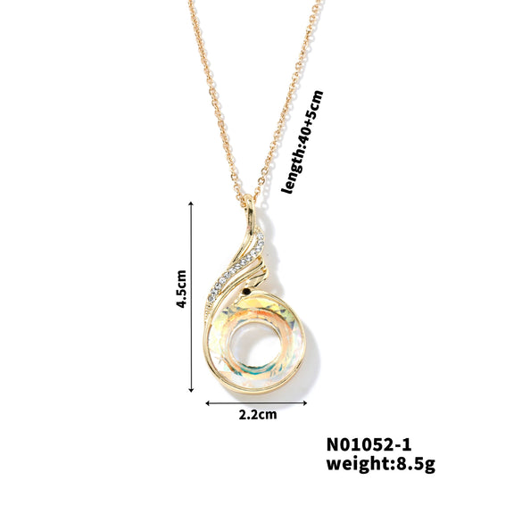 Fashion Simple Women's Stainless Steel And Zircon Necklace With Geometric Style And Electroplating Treatment