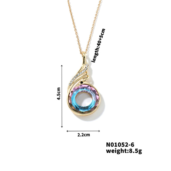 Fashion Simple Women's Stainless Steel And Zircon Necklace With Geometric Style And Electroplating Treatment