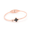Fashion Simple Women's Titanium Steel Rose Gold Lucky Fourleaf Clover Bracelet With Electroplating