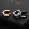 Fashion Single Row Diamond Stainless Steel Ear Buckle Earrings For Unisex With Geometric Pattern And Polished Treatment