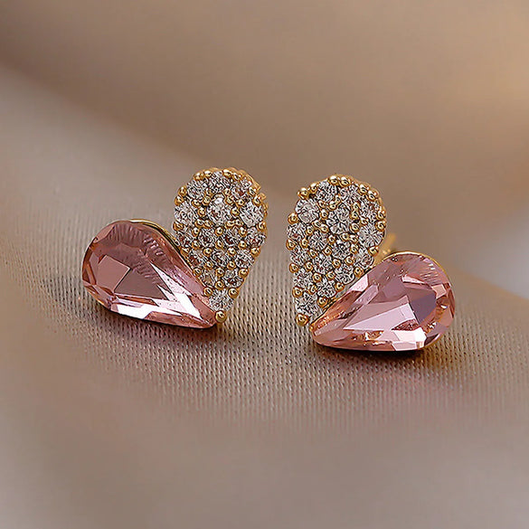 Fashion Small Crystal Diamond Heart Earrings Wholesale Gooddiy