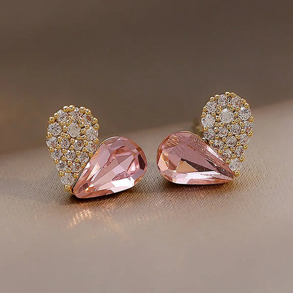 Fashion Small Crystal Diamond Heart Earrings Wholesale Gooddiy