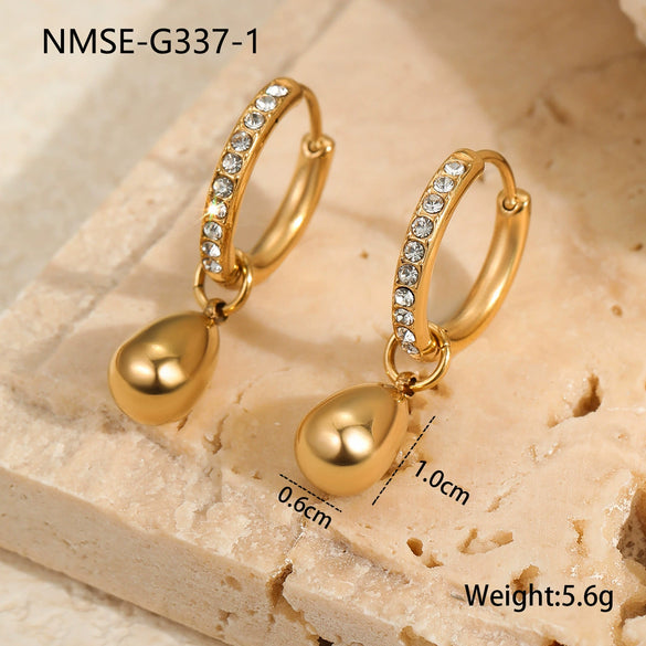 Fashion Small Geometric Stainless Steel 18K Gold Plated Women's Ear Jewelry