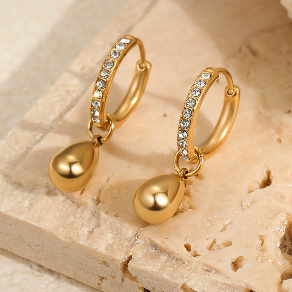 Fashion Small Geometric Stainless Steel 18K Gold Plated Women's Ear Jewelry