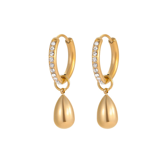 Fashion Small Geometric Stainless Steel 18K Gold Plated Women's Ear Jewelry