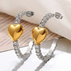Fashion Small Light Luxury Heart 316L Stainless Steel Earrings With Electroplating For Women