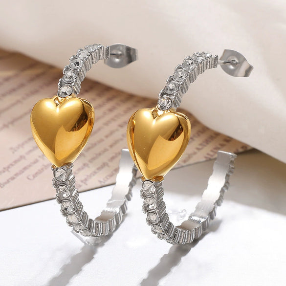 Fashion Small Light Luxury Heart 316L Stainless Steel Earrings With Electroplating For Women