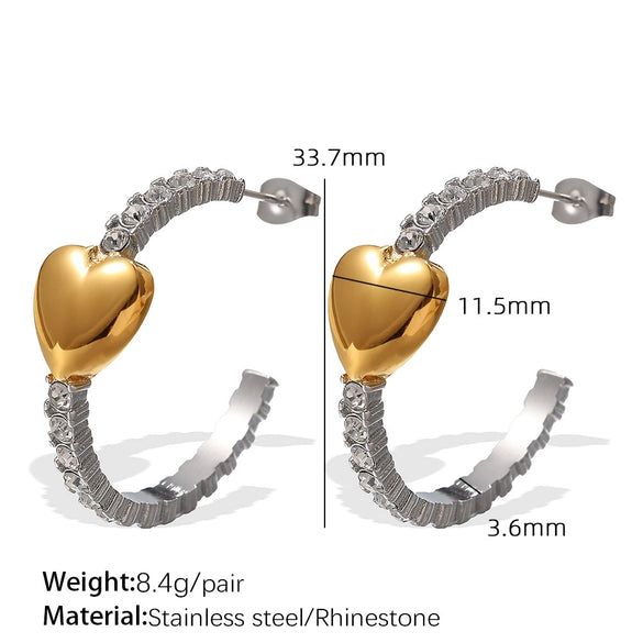 Fashion Small Light Luxury Heart 316L Stainless Steel Earrings With Electroplating For Women
