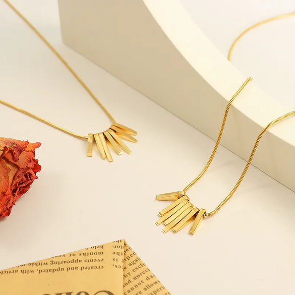 Wholesale Jewelry Fashion Geometric 304 Stainless Steel 18K Gold Plated Pendant Necklace
