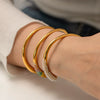 Fashion Smooth Opening Women's Bracelet In Stainless Steel With Geometric Design Electroplated